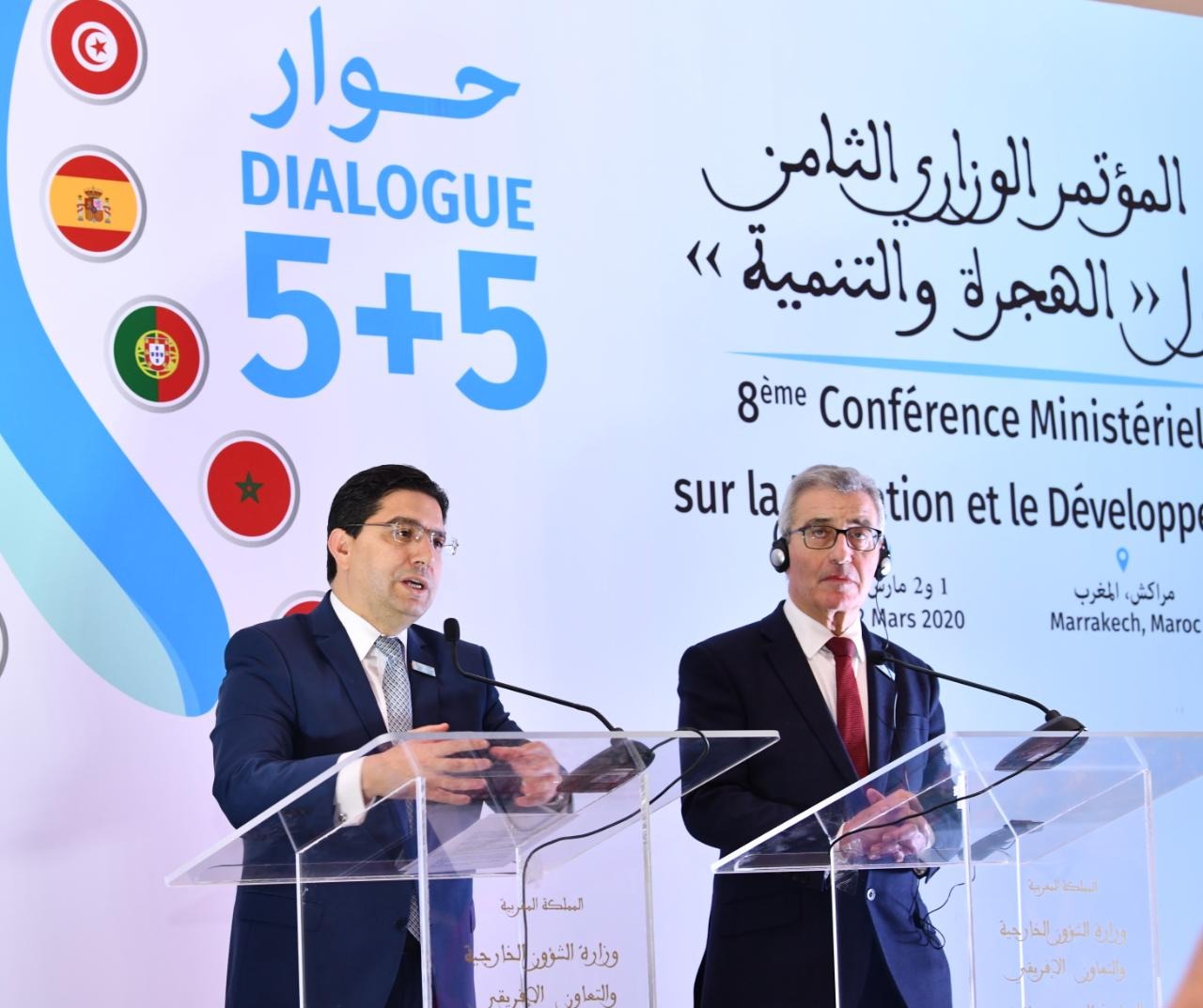 وزير الشؤون الخارجية والتعاون الإفريقي والمغاربة المقيمين بالخارج، السيد ناصر بوريطة : المؤتمر الوزاري الثامن “للحوار 5 + 5” حول الهجرة والتنمية توج بإعلان توافقي بمقتضيات عملية.