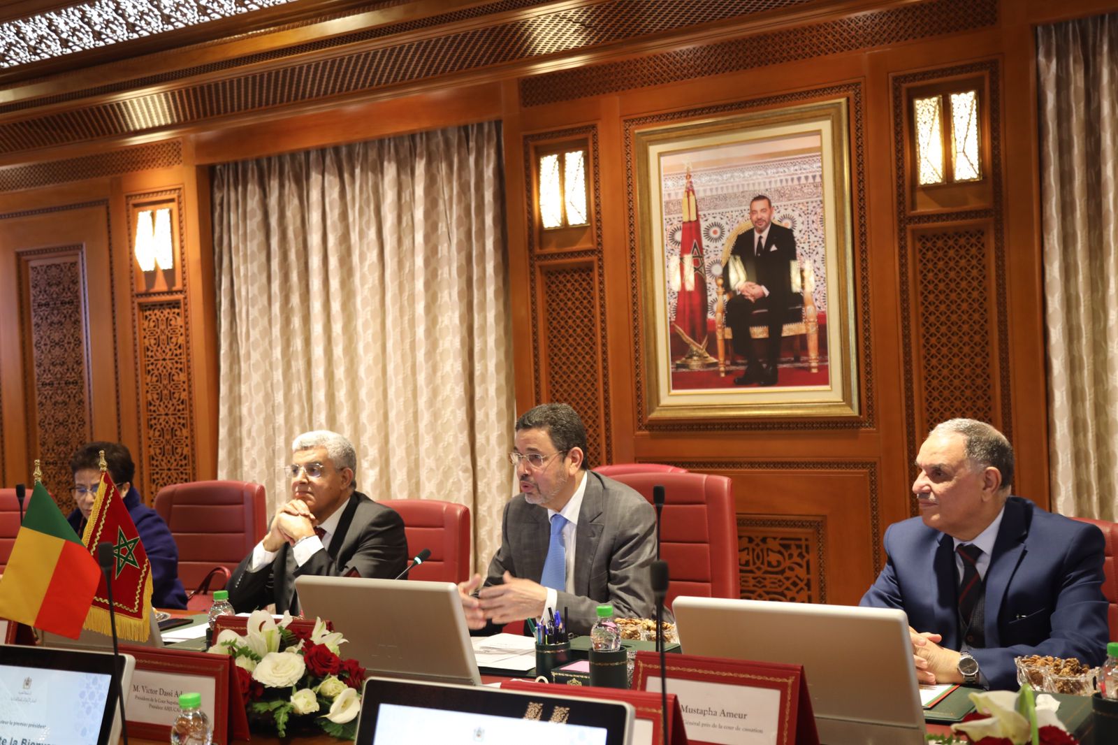 السيد الرئيس المنتدب للمجلس الأعلى للسلطة القضائية يجري مباحثات مع رئيس المجلس الأعلى بجمهورية البنين